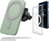 Yonovo® MagSafe Autohouder CombiDeal iPhone 12 MINI Clear Hoesje - Lader Draadloze Ventilatierooster - Oplader 2 Apple fast snel Charger 15 W - Case - Telefoon Mobiele wallet kaart