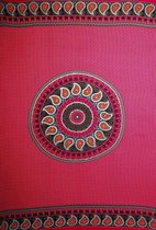 Hamamdoek, sarong, pareo, figuren  patroon lengte 115 cm breedte 165 kleuren rood roze zwart wit blauw oranje versierd met franjes en pailletten.