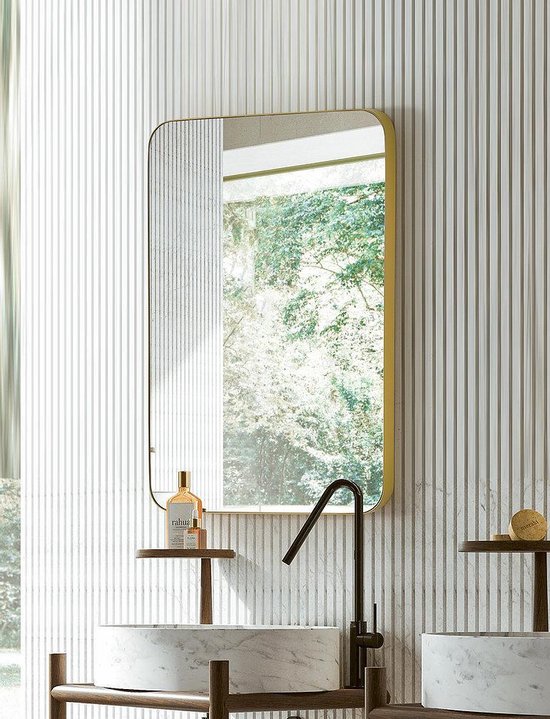 Mirrace - Star Ex - Miroir rectangulaire avec bord doré - Aluminium - 90 cm  x 60 cm -... | bol.com