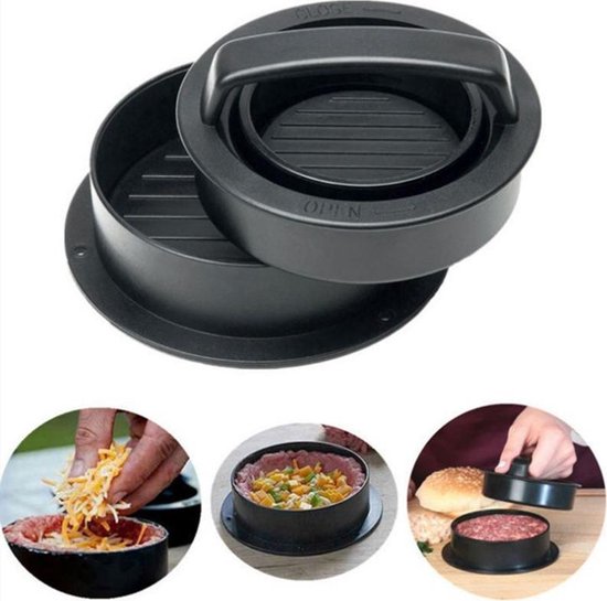 Hamburgerpers - Gemaakt van hoogwaardig materiaal - vaatwasmachinebestendig - anti-plak - zwart - Afbeelding 5