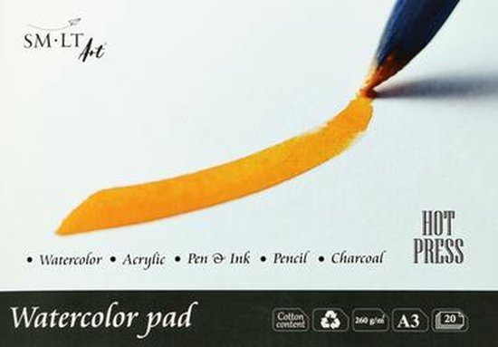 SMLT 5AB-20TS/B Authentic Line A5 bruin aquarelblok, 280 gsm, 20 vellen. Met perforatie
