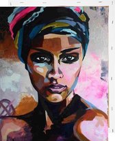 Schilderen op Nummer Afrikaanse Vrouw 40x50 met Frame Volwassenen Kinderen - Kleuren op Nummer - Paint by Number - Hobbypainting.nl®