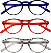 Set van 3 Amazotti unisex leesbrillen, model Arezzo, glanzende afwerking, sterkte +1.50