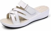Cross gestreepte mode schattige pantoffels sandalen voor dames (kleur: wit maat: 38)