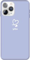 Voor iPhone 11 Pro Max Love-heart Letter Pattern Colorful Frosted TPU telefoon beschermhoes (lichtpaars)