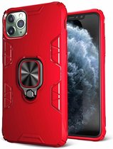 Voor iPhone 11 Pro Max schokbestendige TPU volledige dekking beschermhoes met 360 graden roterende ringhouder (rood)