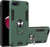 Voor iPhone 8 Plus / 7 Plus 2 in 1 Armor Series PC + TPU beschermhoes met ringhouder (donkergroen)