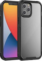 PC + TPU kleur transparant schokbestendig telefoon beschermhoes voor iPhone 12 Pro Max (zwart)