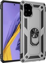 Voor Galaxy A51 Armor schokbestendig TPU + pc beschermhoes met 360 graden rotatiehouder (zilver)