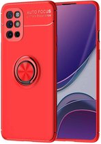 Voor OnePlus 8T metalen ringhouder 360 graden roterende TPU-hoes (rood + rood)