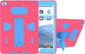 Voor iPad 9.7 (2018) & iPad 9.7 (2017) PC + siliconen schokbestendige beschermhoes met houder (blauw + magenta)