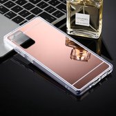 Voor Samsung Galaxy Note20 TPU + Acryl Luxe Plating Spiegel Telefoon Case Cover (Rose Goud)