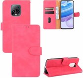 Voor Xiaomi Redmi 10X & 10X Pro 5G Effen Kleur Huidgevoel Magnetische Gesp Horizontale Flip Kalf Textuur PU Lederen Case met Houder & Kaartsleuven & Portemonnee (Rose Rood)