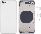 Batterij-achterklep met cameralensafdekking en simkaarthouder en zijkleppen voor iPhone SE 2020 (zilver)