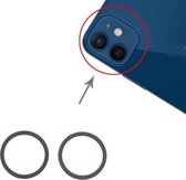 2 stuks achteruitrijcamera glazen lens metalen beschermring ring voor iPhone 12 (blauw)