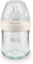 NUK Nature Sense Babyfles Glas 120ml siliconen 0-6m M Wit