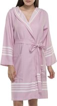 Hamam Badjas Sun Rose Pink - L - korte sauna badjas met capuchon - ochtendjas - duster - dunne badjas - unisex - twinning
