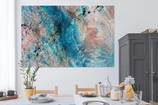 Couleurs bleues sur toile de peinture 180x120 cm - Tirage photo sur toile (Décoration murale salon / chambre) XXL / Groot format!