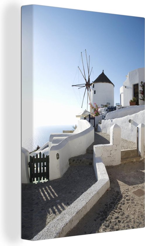 Moulin à vent à Santorin en Grèce Toile 40x60 cm - Tirage photo sur toile (Décoration murale salon / chambre) / Villes européennes Peintures sur toile