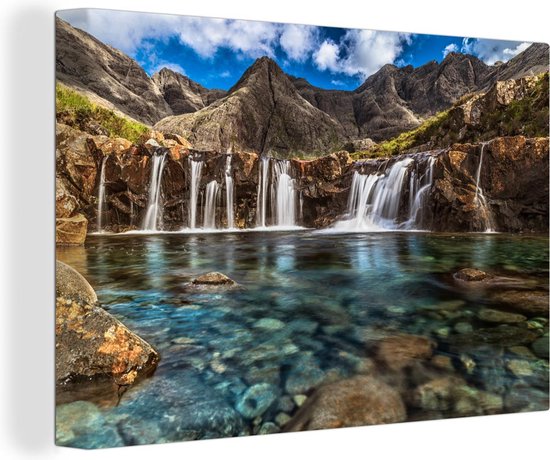 Canvas Schilderij De Fairy Pools op het eiland Skye in Schotland - 90x60 cm - Wanddecoratie