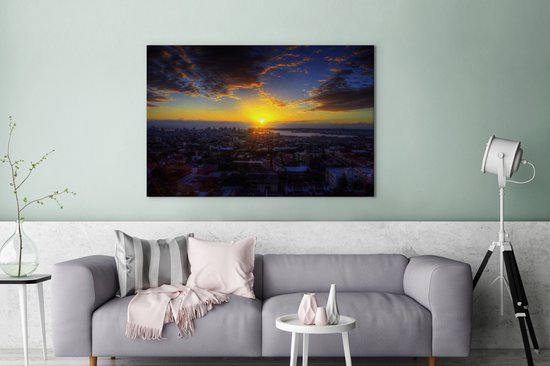 De zonsopgang van Durban in Zuid-Afrika Canvas 60x40 cm - Foto print op Canvas schilderij (Wanddecoratie woonkamer / slaapkamer)