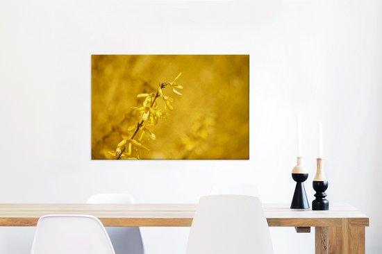 Fleurs de forsythia jaune au printemps Toile 90x60 cm - Tirage photo sur toile (Décoration murale salon / chambre)
