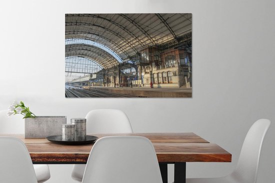 La gare de la ville néerlandaise de Haarlem Toile 90x60 cm - Tirage photo sur toile (Décoration murale salon / chambre) / Villes européennes Peintures sur toile