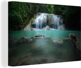 Vue d'une cascade au parc national d'Erawan Toile 140x90 cm - Tirage photo sur toile (Décoration murale salon / chambre)