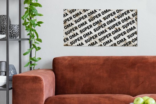 Canvas schilderij 80x40 cm - Wanddecoratie Oma - Spreuken - Quotes - Super oma - Muurdecoratie woonkamer - Slaapkamer decoratie - Kamer accessoires - Schilderijen - Moederdag cadeautje - Cadeau voor moeder - Tekstbord