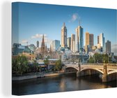 Canvas Schilderij Stad skyline van Melbourne in Australië - 120x80 cm - Wanddecoratie