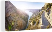 Canvas Schilderij Zonsondergang in de Gorges du Verdon in de Alpen - 40x20 cm - Wanddecoratie