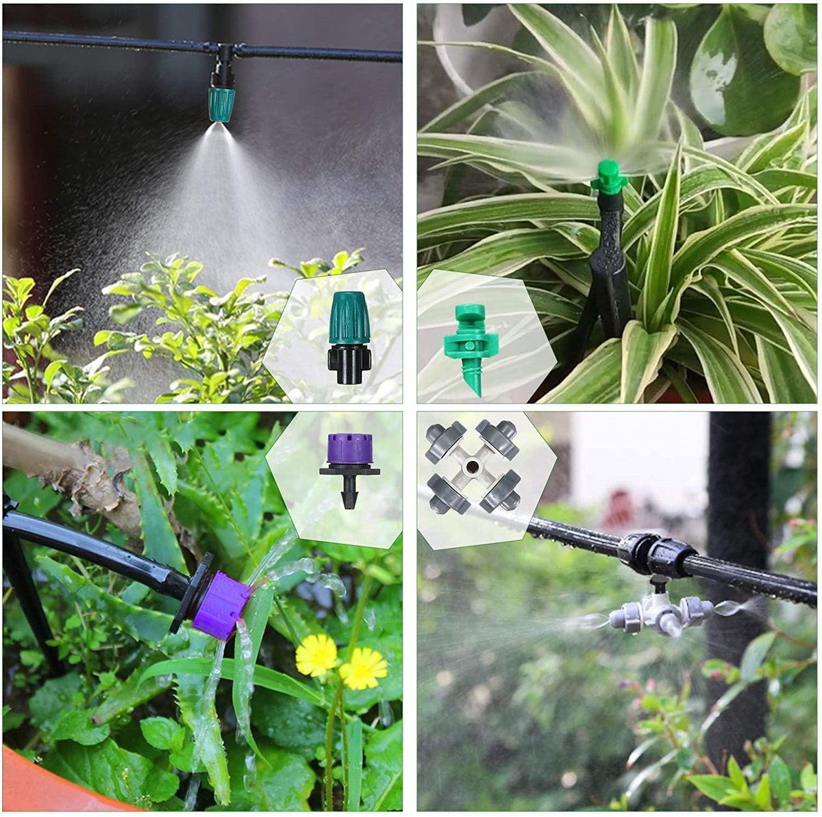 Irrigatiesysteem voor de tuin, 40m, micro druppelirrigatie set, automatische sproeier, druppelbewateringsset, tuinirrigatie voor landschap, bloembed, terrasplanten
