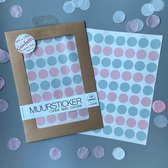 Confetti - Stippen - LM Baby Art - muurstickers - stipjes - roze en grijs - 120 stuks - 2x2cm - Inkollors - kinderkamer - babykamer - stippen - dots - confetti