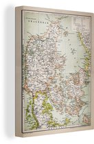 Tableau sur toile Illustration d'une carte antique du Danemark - 90x120 cm - Décoration murale