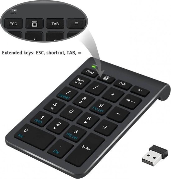 Draadloos Extern Numeriek USB Toetsenbord - Zilver - Wireless - Numeric - Inclusief Batterij