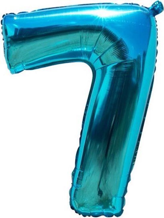 7 jaar ballon cijfer Babydouche - blauw folie helium ballonnen - 100 cm - blauwe zeven verjaardag versiering