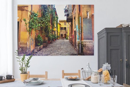 Ancienne ruelle de Rome 180x120 cm - Tirage photo sur toile (Décoration murale salon / chambre) XXL / Groot format!