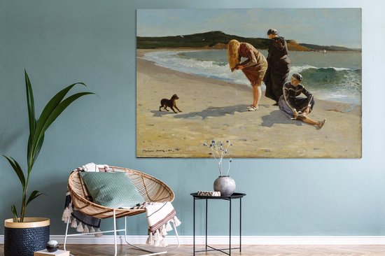 Canvas schilderij 180x120 cm - Wanddecoratie Eagle Head, Manchester, Massachusetts (High Tide) - schilderij van Winslow Homer - Muurdecoratie woonkamer - Slaapkamer decoratie - Kamer accessoires - Schilderijen