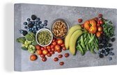 Toile de fruits et légumes sur fond gris 2cm 80x40 cm - Tirage photo sur toile (Décoration murale salon / chambre)