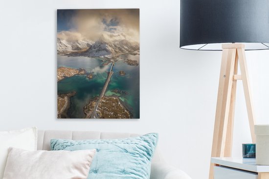 Peintures sur Toile - Route dans les Lofoten - 30x40 cm - Décoration murale