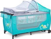 Caretero Campingbedjes GRANDE PLUS met verschoningsmat en Muggennet 2 lagen - reisbed- vakantie baby bed MINT