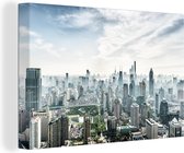 Canvas Schilderij Shanghai Skyline - 90x60 cm - Wanddecoratie