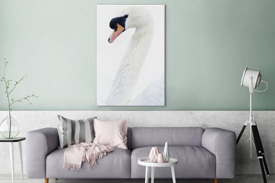 Tableau sur toile Cygne sur fond blanc - 80x120 cm - Décoration murale