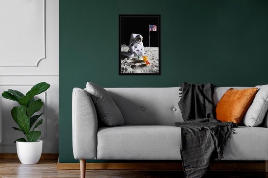Photo encadrée - L'astronaute dans l'espace construit un cadre photo château de sable 20x30 cm - Affiche encadrée (Décoration murale salon / chambre)