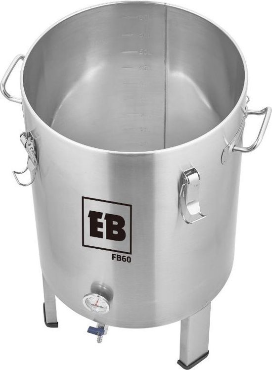 Cuve de fermentation EasyBrew 60 L-fond conique-2 robinets-couvercle pour  houblonnage