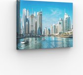 Canvas Schilderij - Skyline van Dubai 60x40 cm | Wanddecoratie | Fotoprint op Canvas | Woondecoratie Woonkamer Slaapkamer