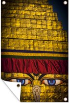 Belle affiche de jardin Boudhanath au Népal couleur dorée 80x120 cm - Toile de jardin / Toile d'extérieur / Peintures pour l'extérieur (décoration de jardin)