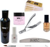 GUAPÀ® Acryl Nagels Starterspakket voor het maken van prachtige Acrylic Nagels - Inclusief Acryl Poeder Cover Pink, Acryl Vloeistof en Acryl Penselen