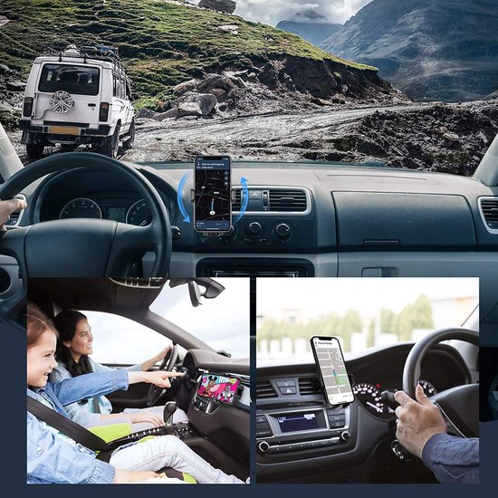 PORTENTUM Telefoonhouder voor in de auto, ontluchter met haak, nieuwe
