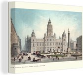 Canvas Schilderij Illustratie van het stadhuis van Glasgow in Schotland - 40x30 cm - Wanddecoratie